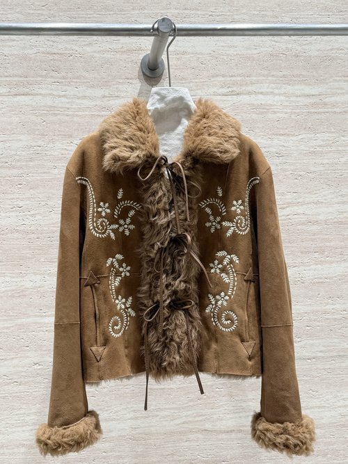 Celine Embroidered Old-Money Style Fur One-Piece Outerwear