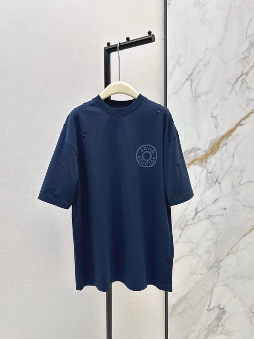 Acne Studios Cotton Distressed Print Logo Round - Neck Short - Sleeve T - shirt