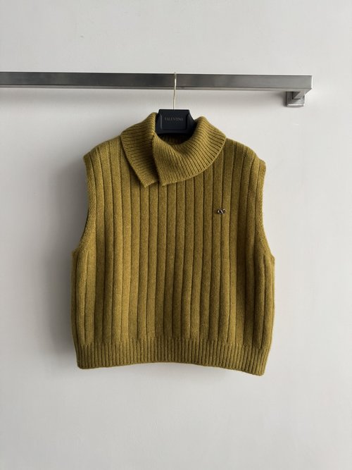 Valentino Sophisticated Cashmere Blend Vest with Asymmetric Collar and Logo