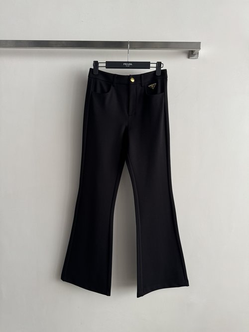 Prada High - Waisted Black Flare Trousers for a Versatile Appearance