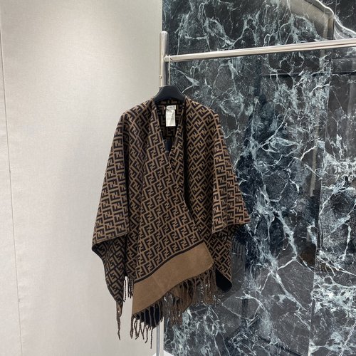 Fendi FF Monogram Cashmere Shawl with Tassels, Exuding Elegance and Versatility