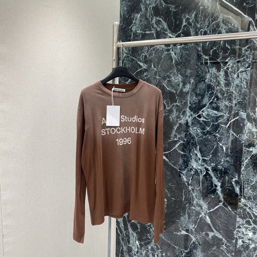 Acne Studios Chocolate Long Sleeve T-Shirt with Retro Design, Soft and Comfortable