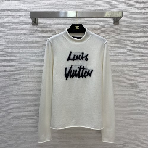 Louis Vuitton High-End Customized Wool Knit Collared Long Sleeve Top