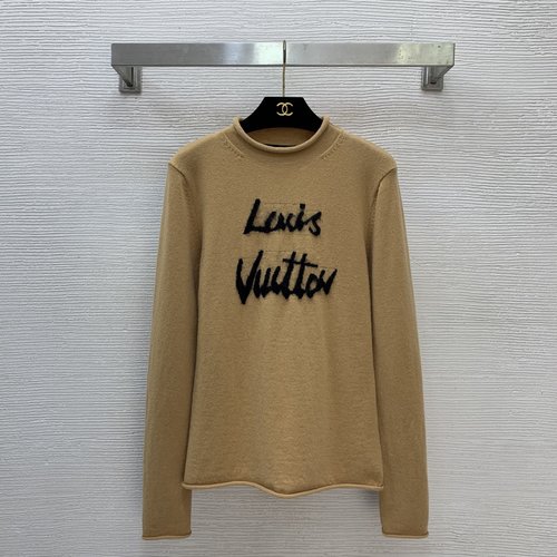 Louis Vuitton High-End Customized Wool Knit Collared Long Sleeve Top