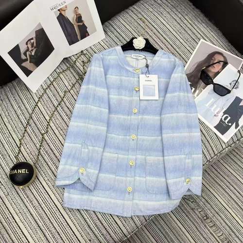Chanel Exclusive Striped Denim Jacket for Spring Look