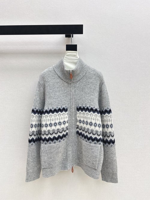 Loro Piana Fair Isle Double - Zip Wool Cardigan with Vintage Charm