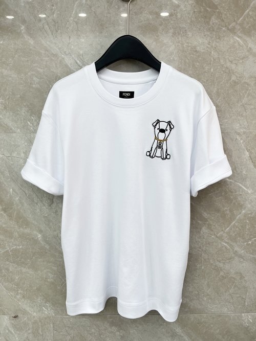 Fendi Exquisite Embroidered Short-sleeved T-shirt for Versatile Wear