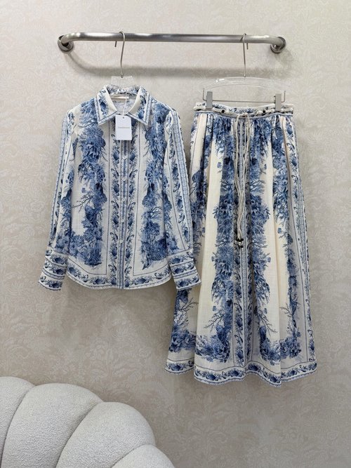 Zimmermann Charming Floral Cotton Suit Adorned with Pearl Details