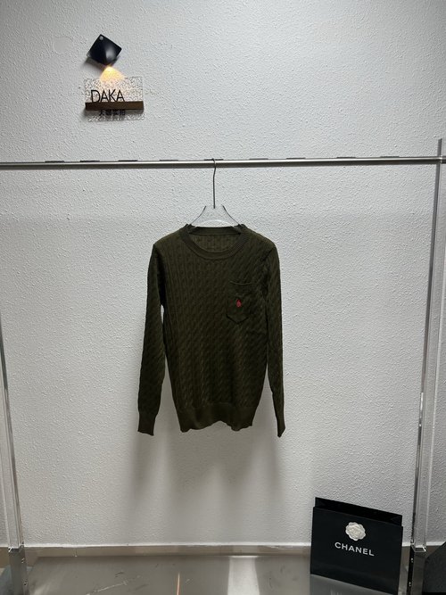 Polo Ralph Lauren Sophisticated Military Green Knitwear in Korean Aesthetic