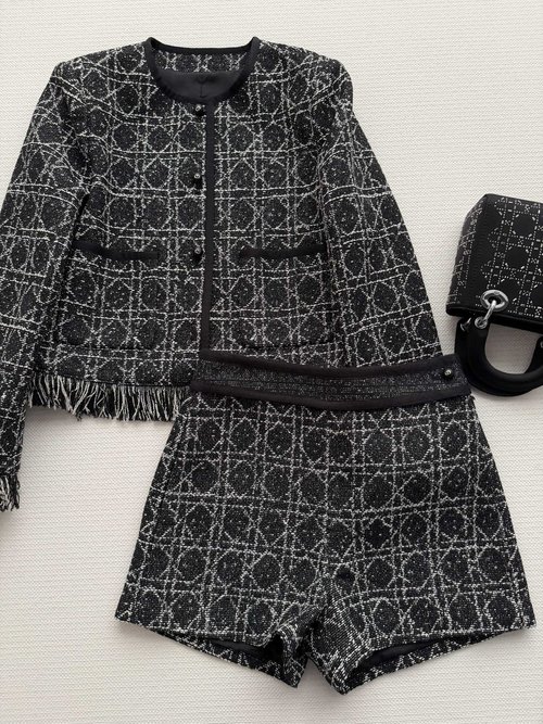 Dior Classic Tweed High - waisted Shorts with Distinctive Pattern