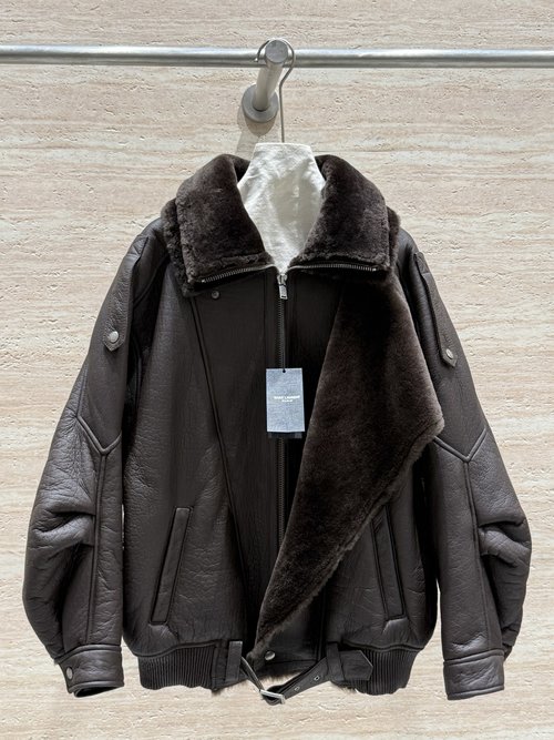 Yves Saint Laurent New Arrival Fur-Integrated Motorcycle Jacket with Retro Double Collar