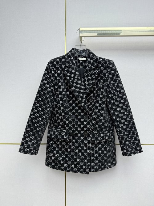 Gucci Double - Breasted Corduroy Jacquard Suit Jacket