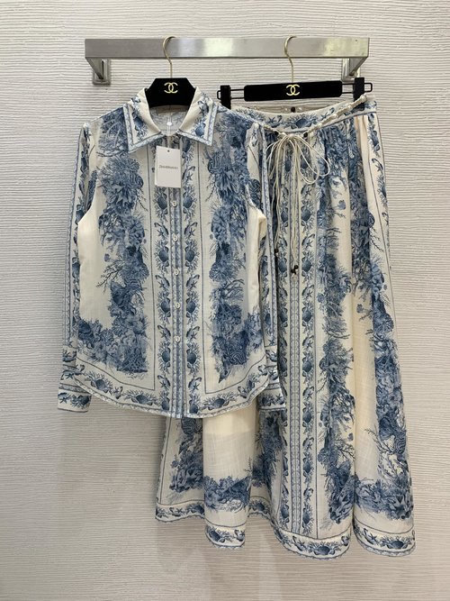 Zimmermann Stylish Retro Print Two-piece Set with Side Pockets