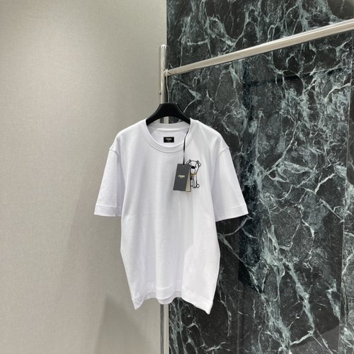 Fendi Dog Pattern Short-Sleeve T-Shirt