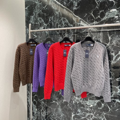 Polo Ralph Lauren Twisted V - Neck Sweater with Pony Embroidery, Retro and Sophisticated