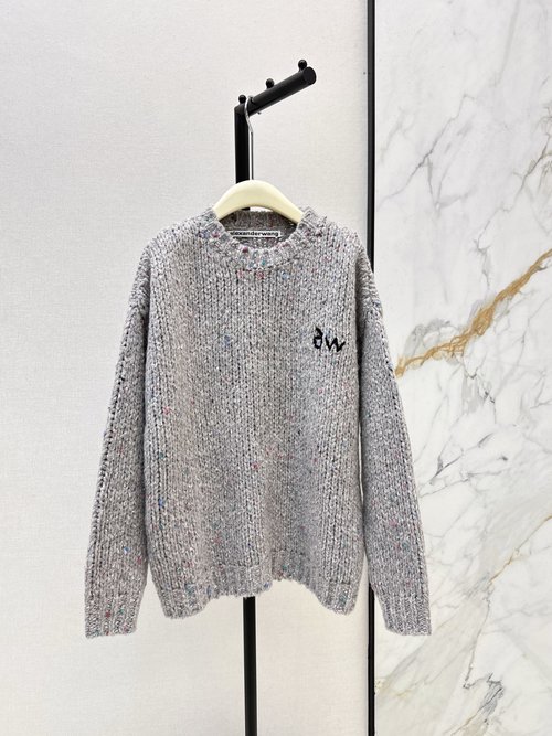 Versace Oversize Colorful Yarn Round Neck Sweater with Hand-drawn Emblem