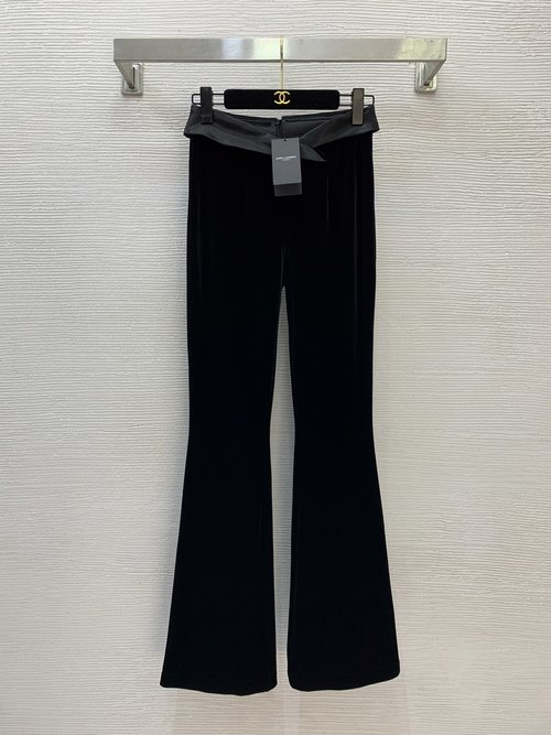 Yves Saint Laurent New Design: Gold-Buttoned Velvet Flare Pants