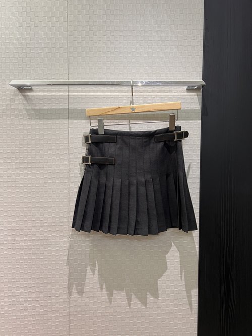 Loro Piana Leather Buckle Skirt with Lining, Chic Slim Fit