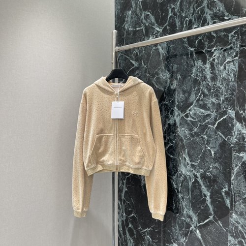 Alexander Wang Sequined Velvet Sweatshirt: Short Design for High-Waisted Bottoms