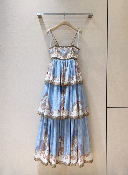 Zimmermann Layered Long - Strappy Dress with Cake Skirt