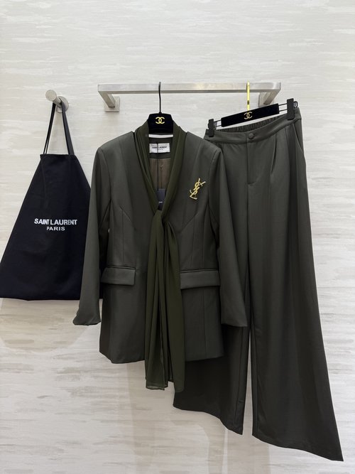 Yves Saint Laurent High-Quality Suit Set with Elastic-Waist Trousers