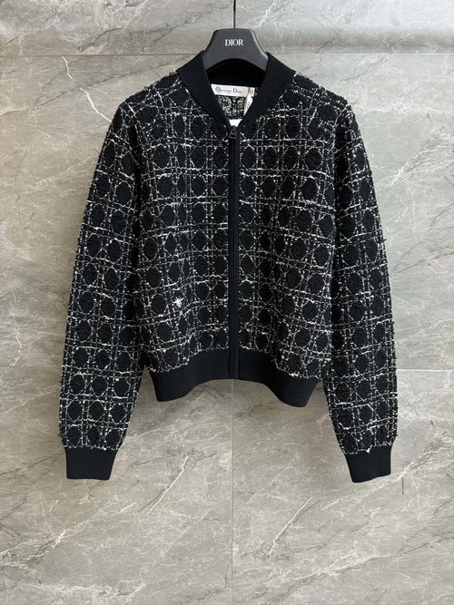 Dior Knitted Jacket with Ruffled Collar and Zip