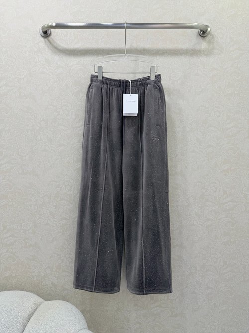 Alexander Wang Custom Velvet Wide-Leg Pants with Sparkling Rhinestones, Flattering Silhouette