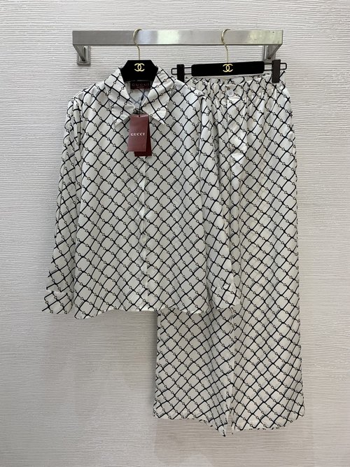 Gucci Beige Horsebit Checker Print Two-piece Set