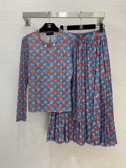 Louis Vuitton Cherry老花 Letter Logo Print Mesh Two - piece Set