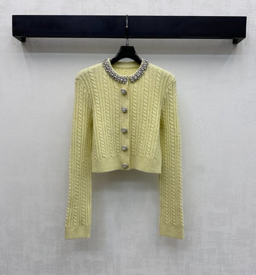 Self-Portrai Heavy-Duty Beaded Knit Cardigan with Sparkling Details
