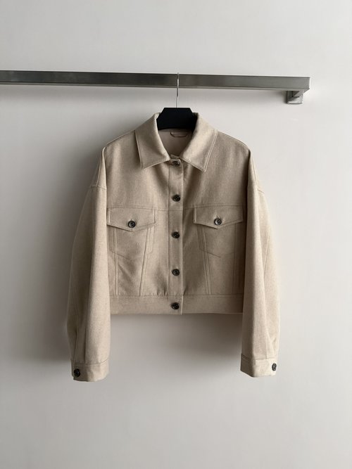Brunello Cucinelli Wool Blend Jacket: Classic H Short Style, Flattering for All