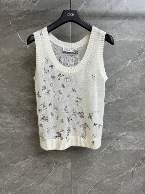 Dior Exquisite Butterfly Embroidery Slimming Vest, Elegant