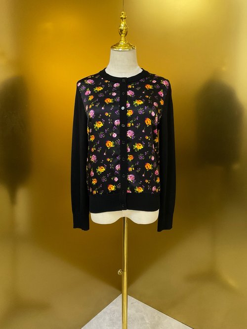 Dolce & Gabbana Black Base Rose Multicolor Floral Silk Blend Cardigan for Timeless Style