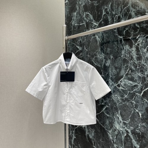 Prada Breathable Cotton Short Sleeve Shirt with Pocket