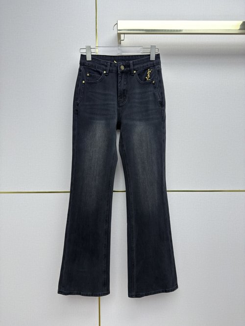 Yves Saint Laurent Versatile Flare Jeans with YSL Embroidery