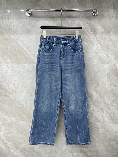 Louis Vuitton Designer Floral Embossed Jeans for Unique Look