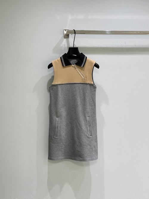Miu Miu Yellow-Gray Color Blocked Sleeveless Knit Vest