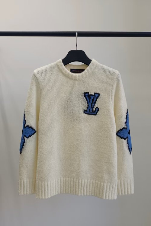 Louis Vuitton Four - Color Solid - Color Letter Jacquard Round - Neck Knitted Long - Sleeved Top