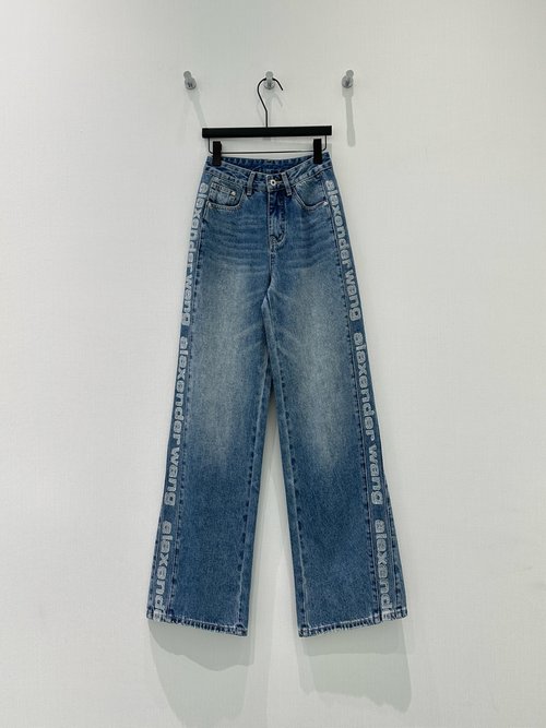 Alexander Wang Original Side Letter Rhinestone Jeans for Style