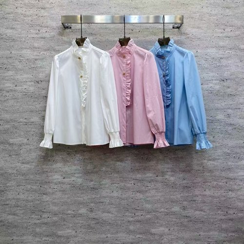 Valentino French Cotton Shirt with Ruffled Collar