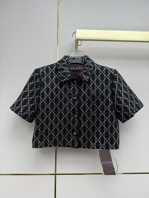 Gucci Double G Rhinestone Cropped Jacket, Relaxed Style