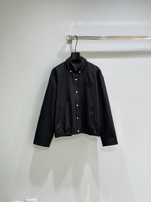 Miu Miu Fine Stripe Fabric Jacket in 90s Aesthetic
