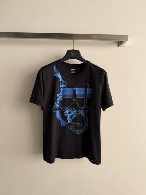Hermes Classic Regular Fit Cotton T-Shirt with Floral Print for Casual Wear