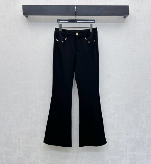 Louis Vuitton High-Waisted Flared Pants with Metal Trim Accents