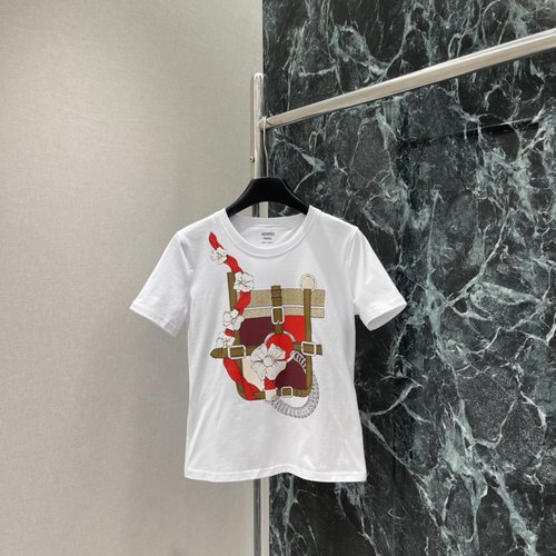 Hermes Saddle Print Short-Sleeve T-Shirt, Classic Fashion