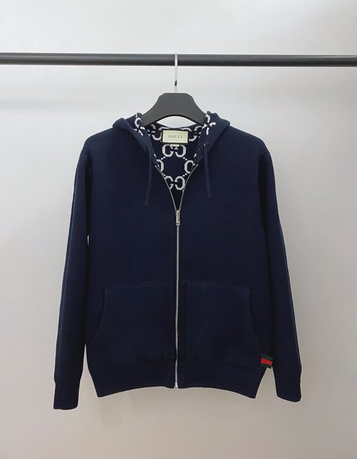 Gucci Double G Wool Blend Double-Zipper Classic Jacket
