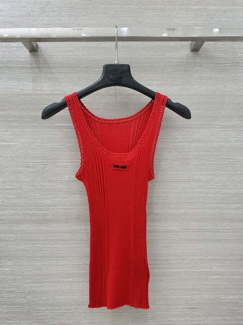 Miu Miu Miu-style Wool Vest with Lace and Knit Logo