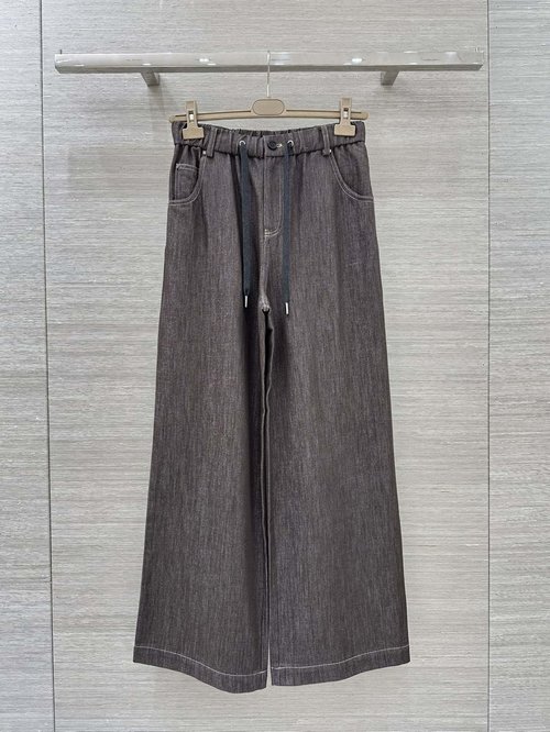 Chanel Exclusive High-end Gold-Silver Denim Wide-leg Trousers, Chestnut Shine