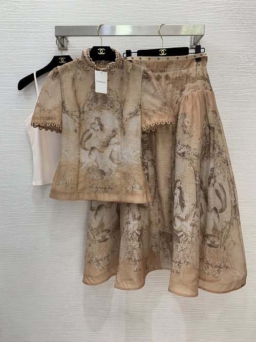 Zimmermann Elegant Customized Print Mermaid Two - piece with Beaded Collar