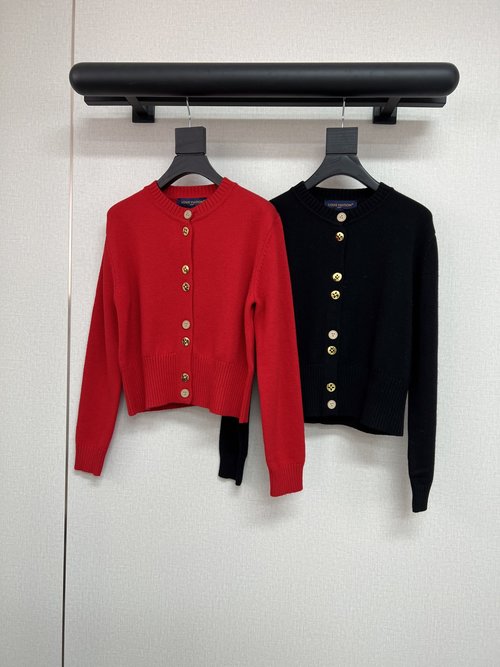 Louis Vuitton Spring Monogram Pattern Cardigan with Hollow Buttons